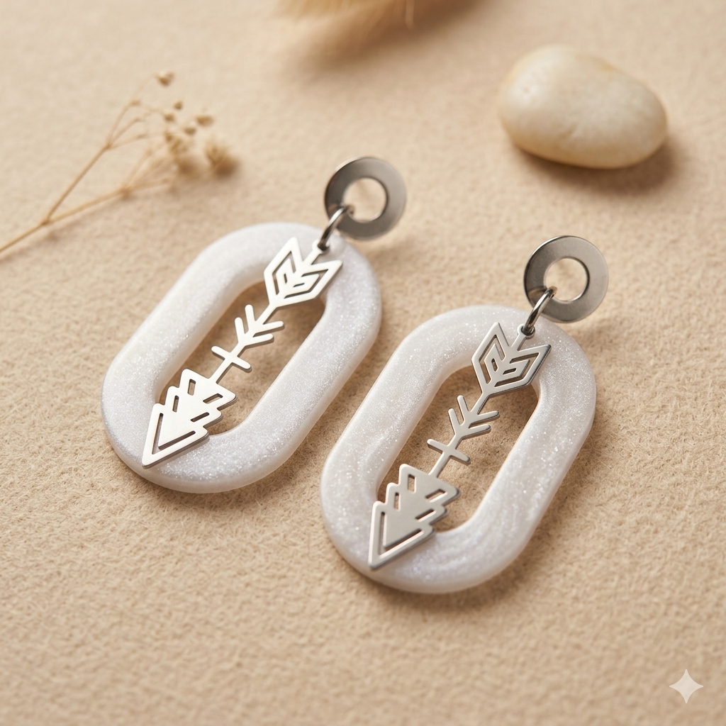 Flèche Boréale – Boucles d'oreilles bohèmes bleu lavande nacré