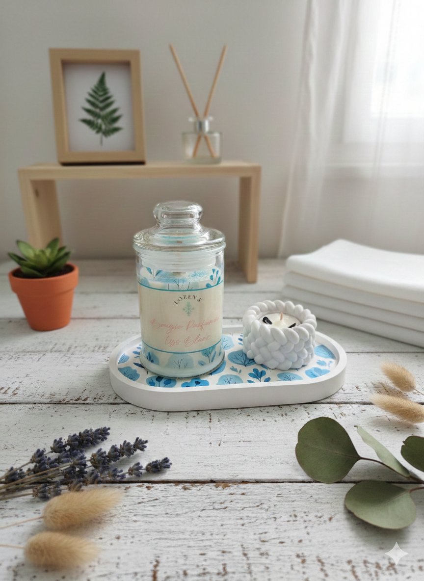 Bougie parfumée Lys Blanc & Porte bougie assorti