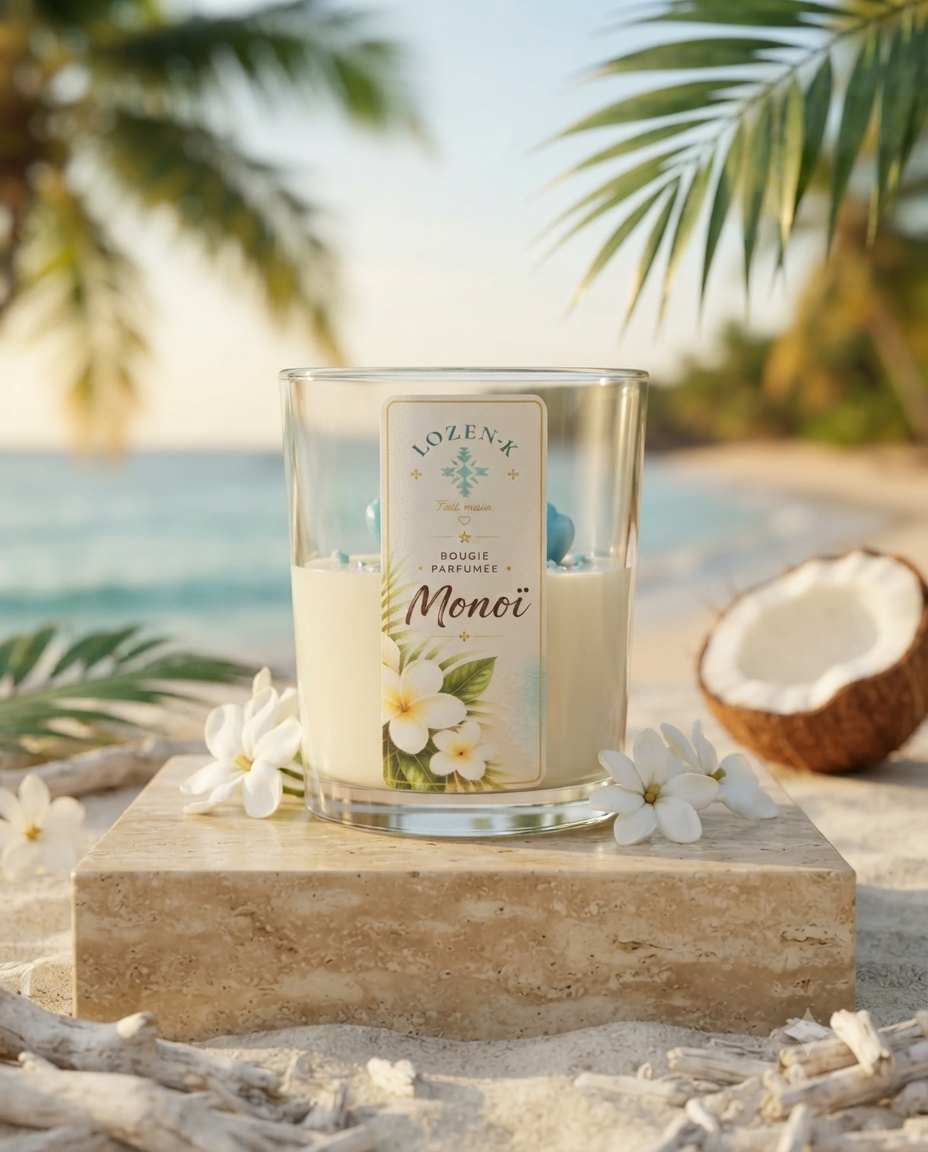 Bougie parfumée Monoï – Évasion tropicale | Lozen-K