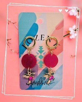 Boucles d’oreilles pendantes "Colibri Rose"