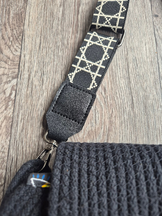 Sac en corde noire bohème – Sac bandoulière rond | Collection Éphémère Lozen-k