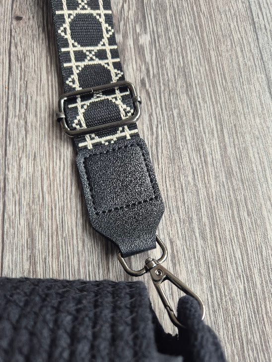 Sac en corde noire bohème – Sac bandoulière rond | Collection Éphémère Lozen-k