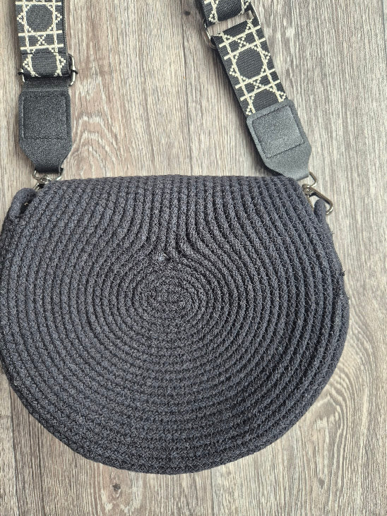 Sac en corde noire bohème – Sac bandoulière rond | Collection Éphémère Lozen-k