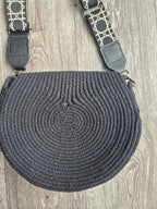 Sac en corde noire bohème – Sac bandoulière rond | Collection Éphémère Lozen-k