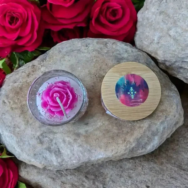 Bougie Fleurie Rose Lavande