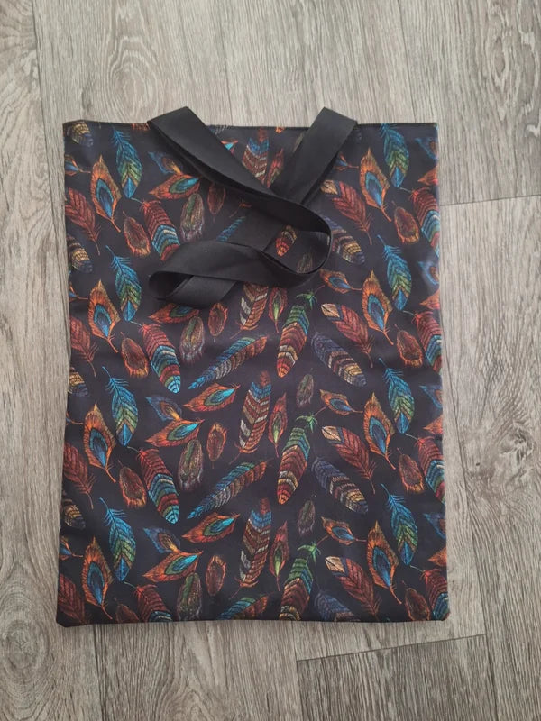 Tote Bag noir doublé motif plumes