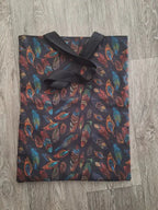 Tote Bag noir doublé motif plumes Lozen-k