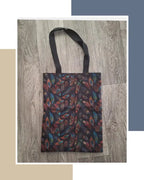 Tote Bag noir doublé motif plumes Lozen-k