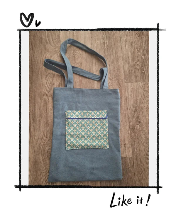 Tote Bag doublé en denim avec poche zippée Epi or canard