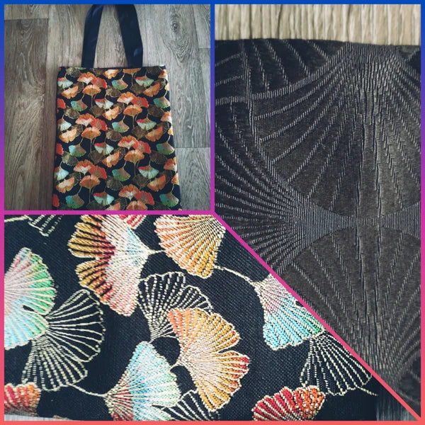 Tote Bag jacquard feuilles gingko multicolore