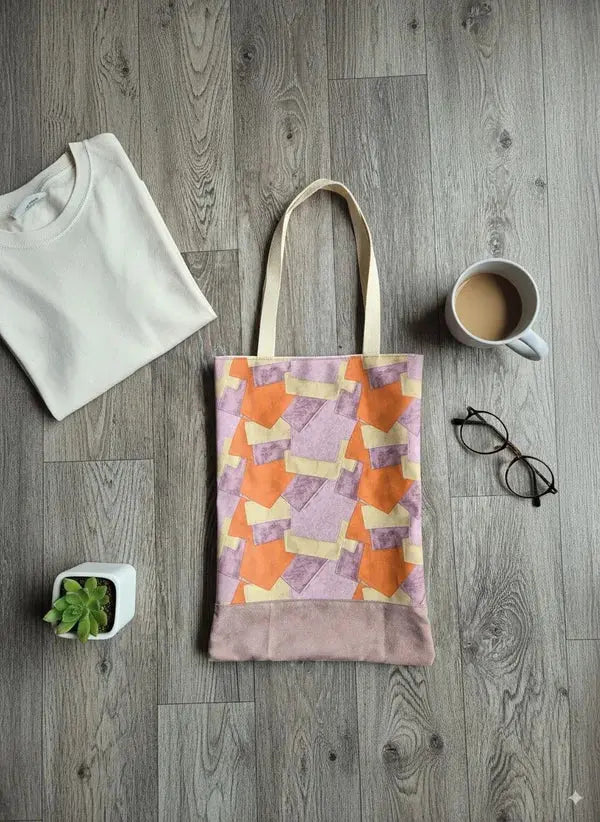 Patchwork Rosé – Tote Bag Vintage cousu main Lozen-k