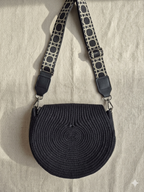Sac en corde noire bohème – Sac bandoulière rond | Collection Éphémère Lozen-k