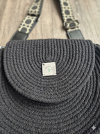 Sac en corde noire bohème – Sac bandoulière rond | Collection Éphémère Lozen-k