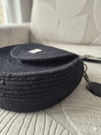Sac en corde noire bohème – Sac bandoulière rond | Collection Éphémère Lozen-k