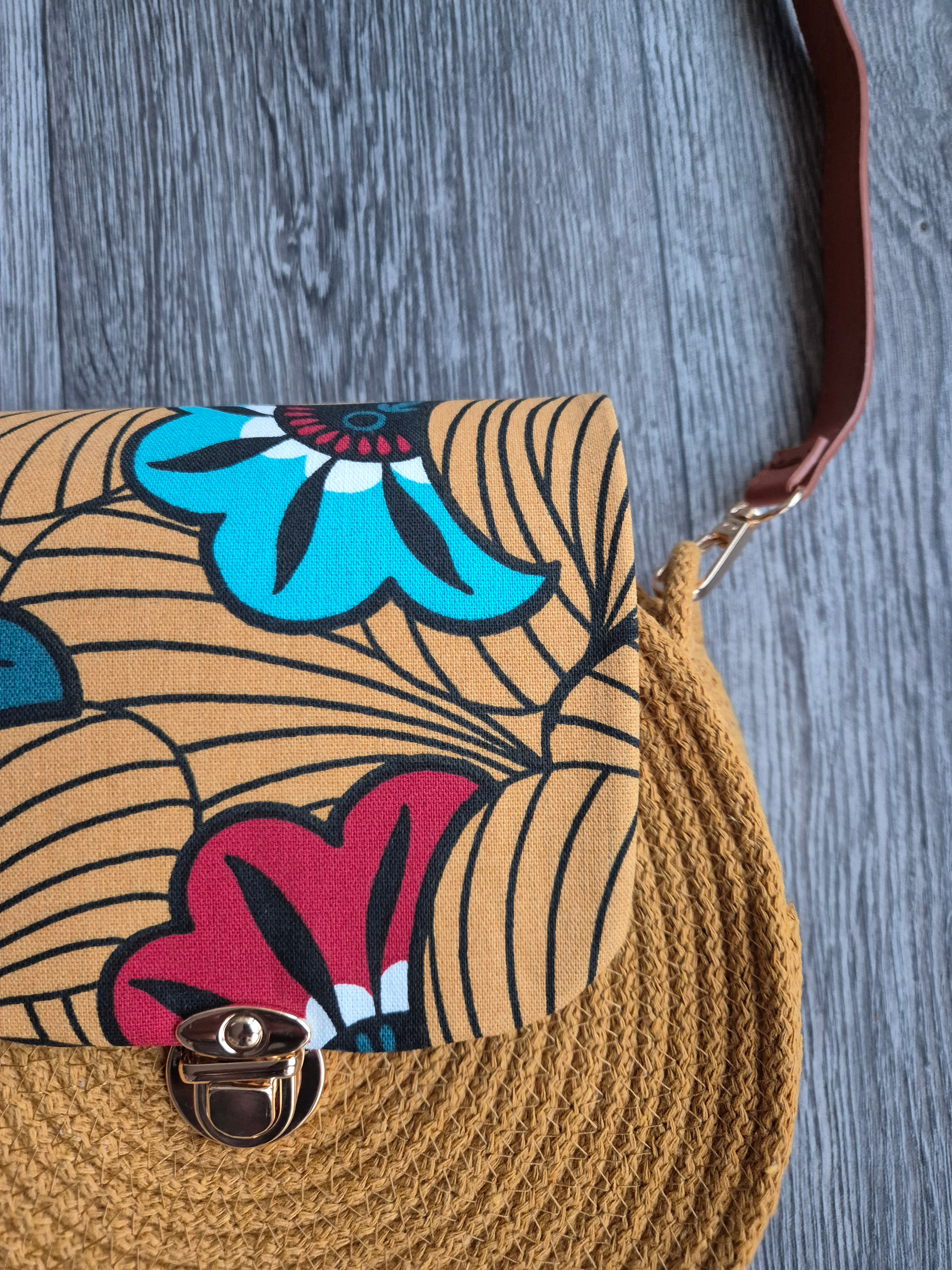Sac en corde rond bohème wax | Sac bandoulière femme style bohème chic