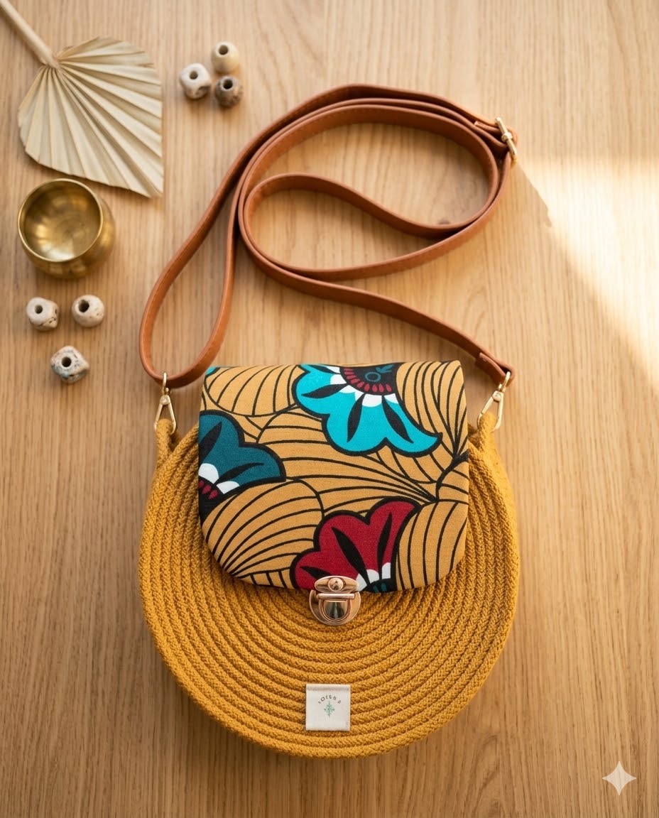 Sac en corde rond bohème wax | Sac bandoulière femme style bohème chic