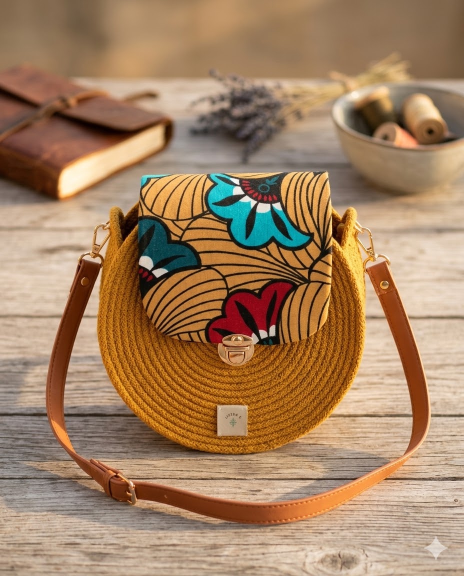 Sac en corde rond bohème wax | Sac bandoulière femme style bohème chic
